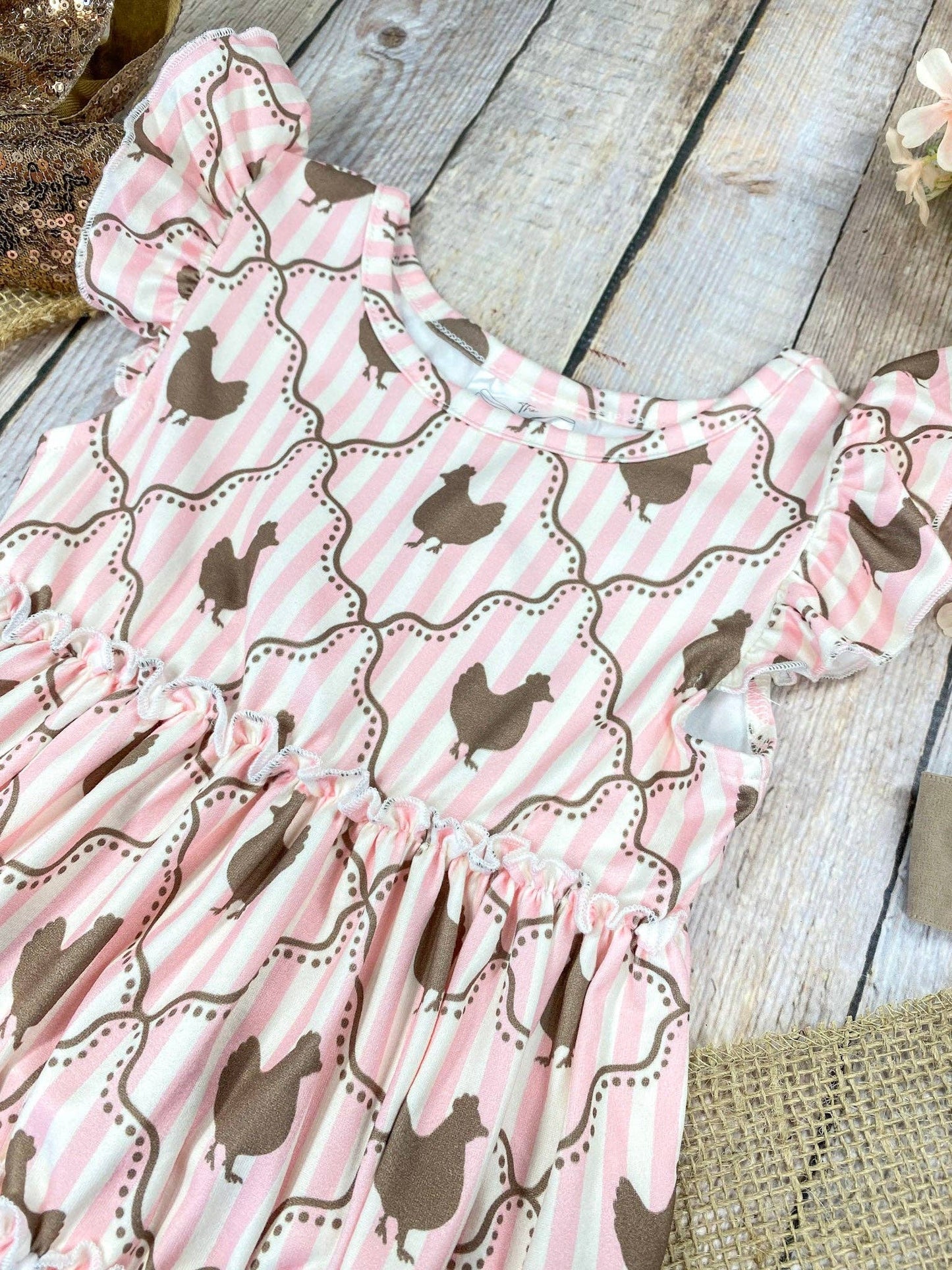 Sweet Chicken Coop Set | Girls Farm Animal Ruffle Shorts Outfit