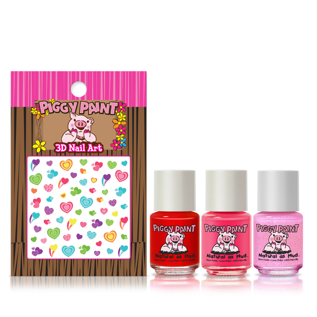 Piggy Paint - All the Heart Eyes Polish Set Non-Toxic Kids Nail Polishu