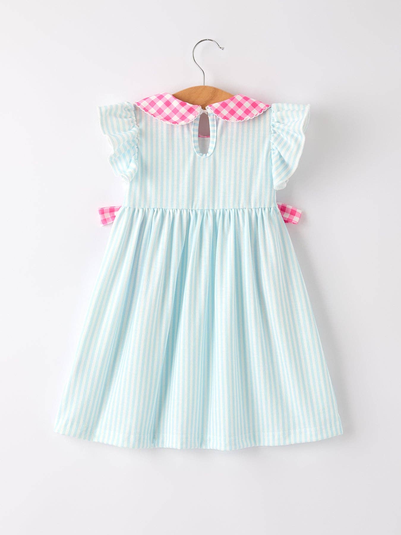 Rylee Faith Designs - Back To School Girls Striped lapels Bow Dress