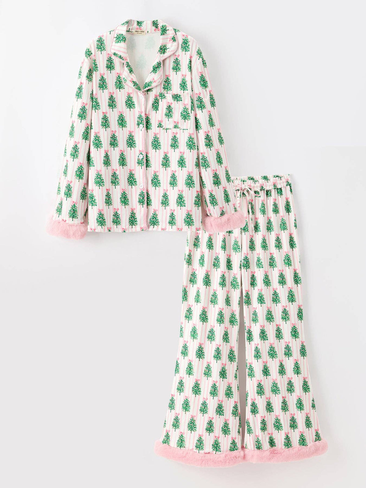 Mommy and Me Christmas Tree Print Pajama Set