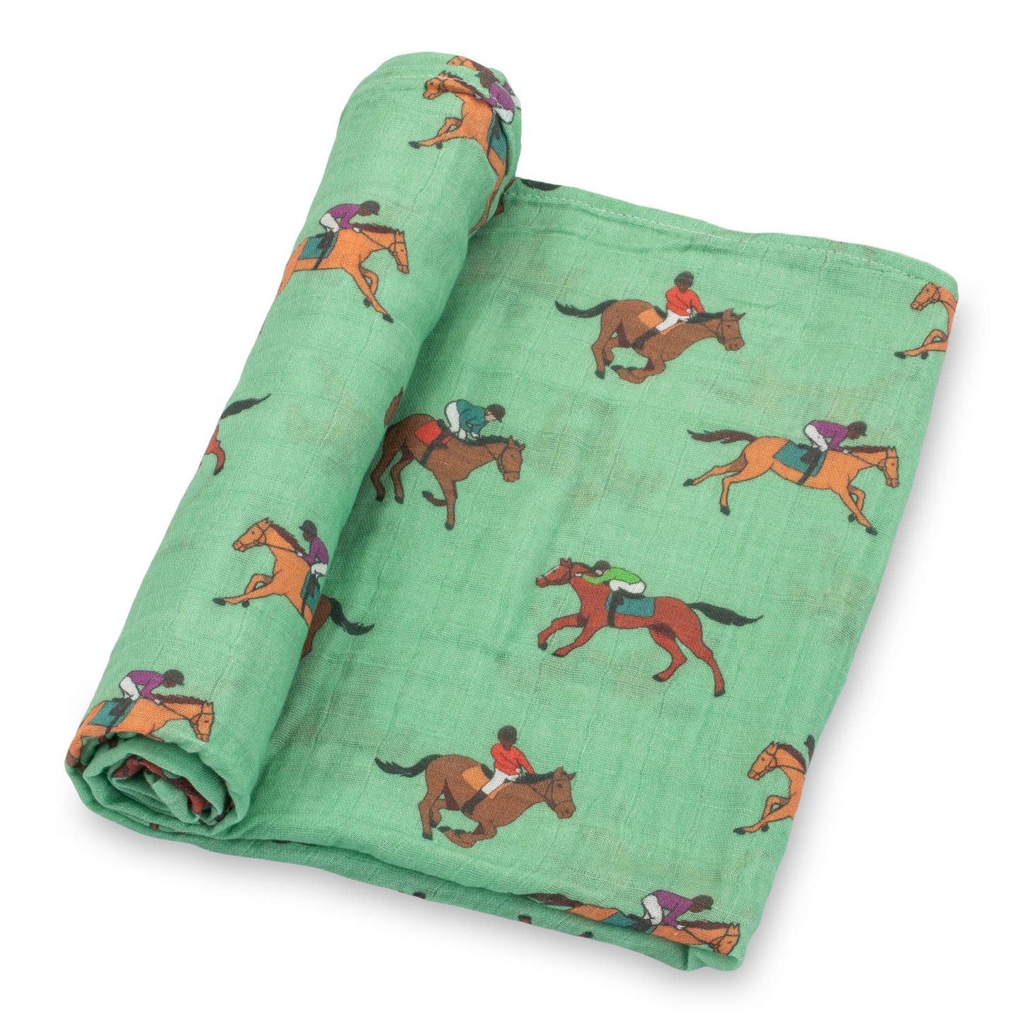 LollyBanks - Derby Days Horse Racing Theme Baby Swaddle Blanket