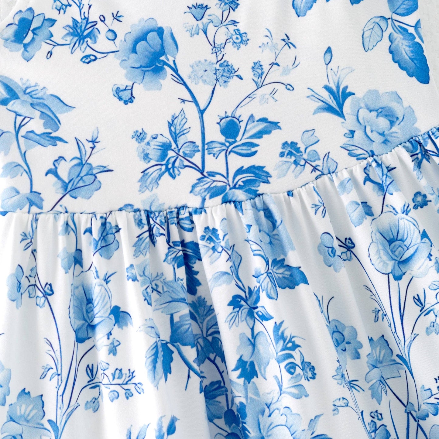 Girls Summer Blue Floral Milk Silk Soft Dress
