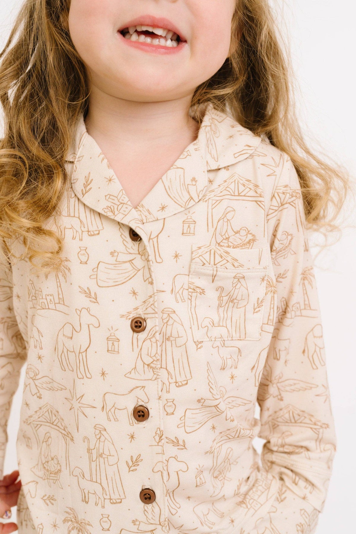 Nativity Kid Long Sleeve Bamboo Button Up Set