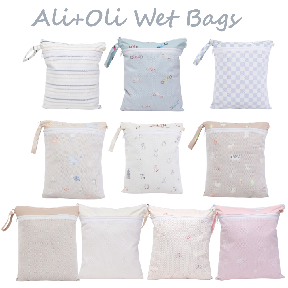 Ali+Oli - Dual-Compartment Wet/Dry Bag with Mesh Pocket (Farm)