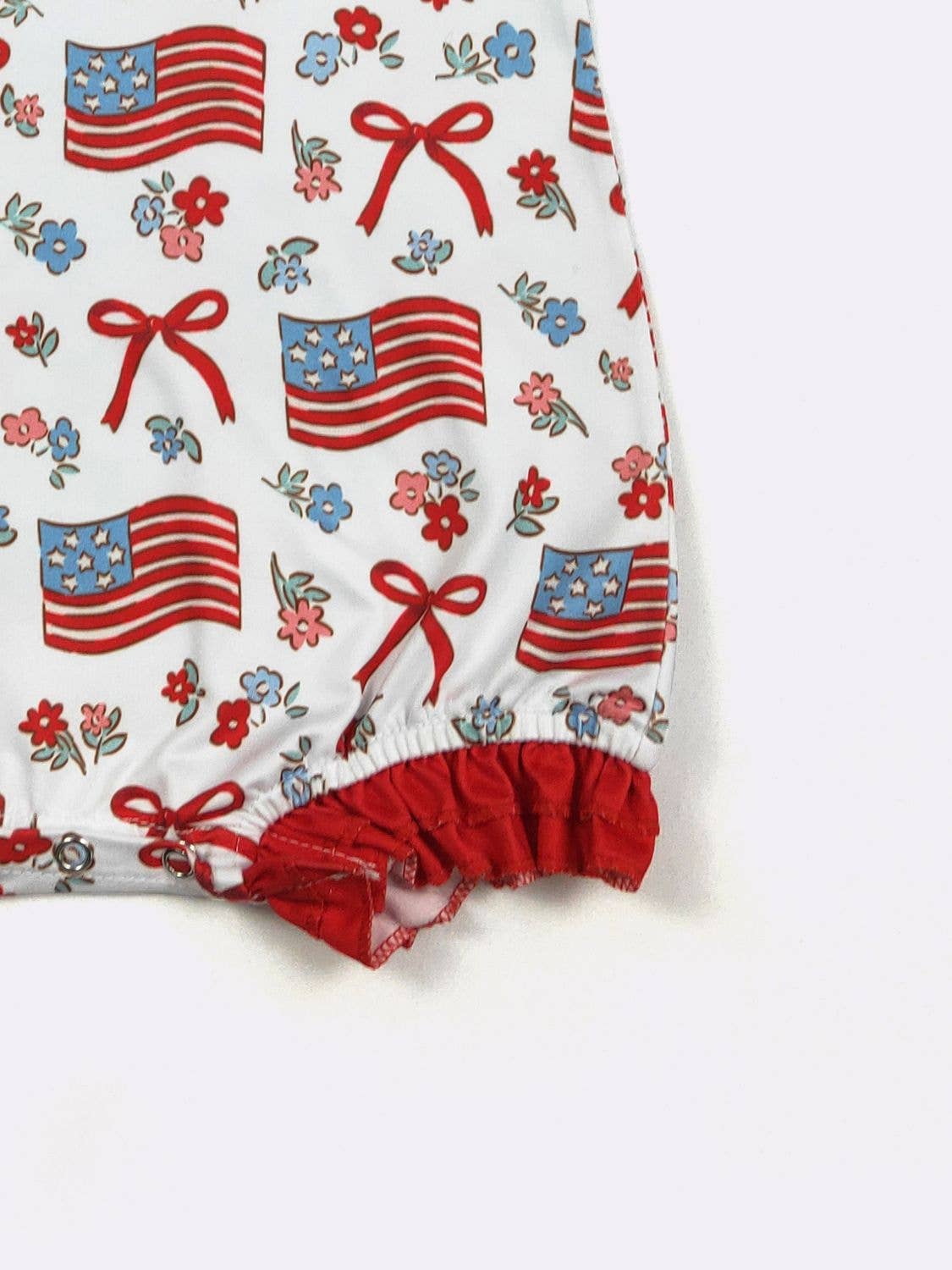 Clover Cottage - Red White & Blue Ruffles Baby Romper