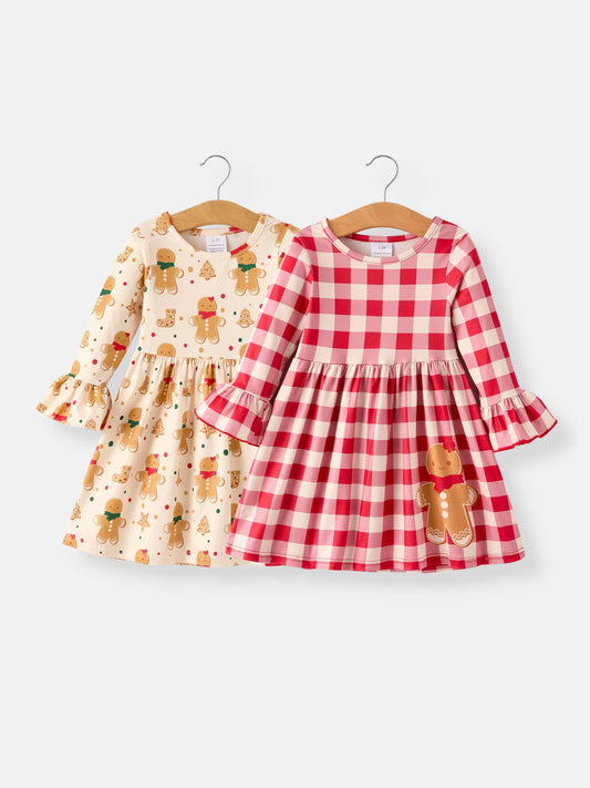 Winter Christmas Print Girls Dress