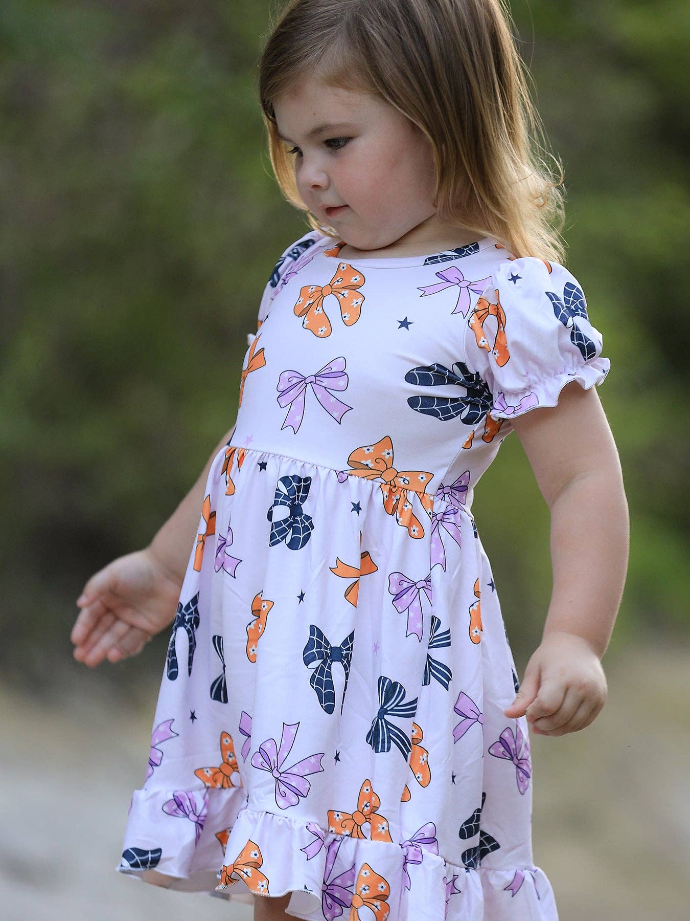 Rylee Faith Designs - Halloween Bow Print Cute Girls Dress