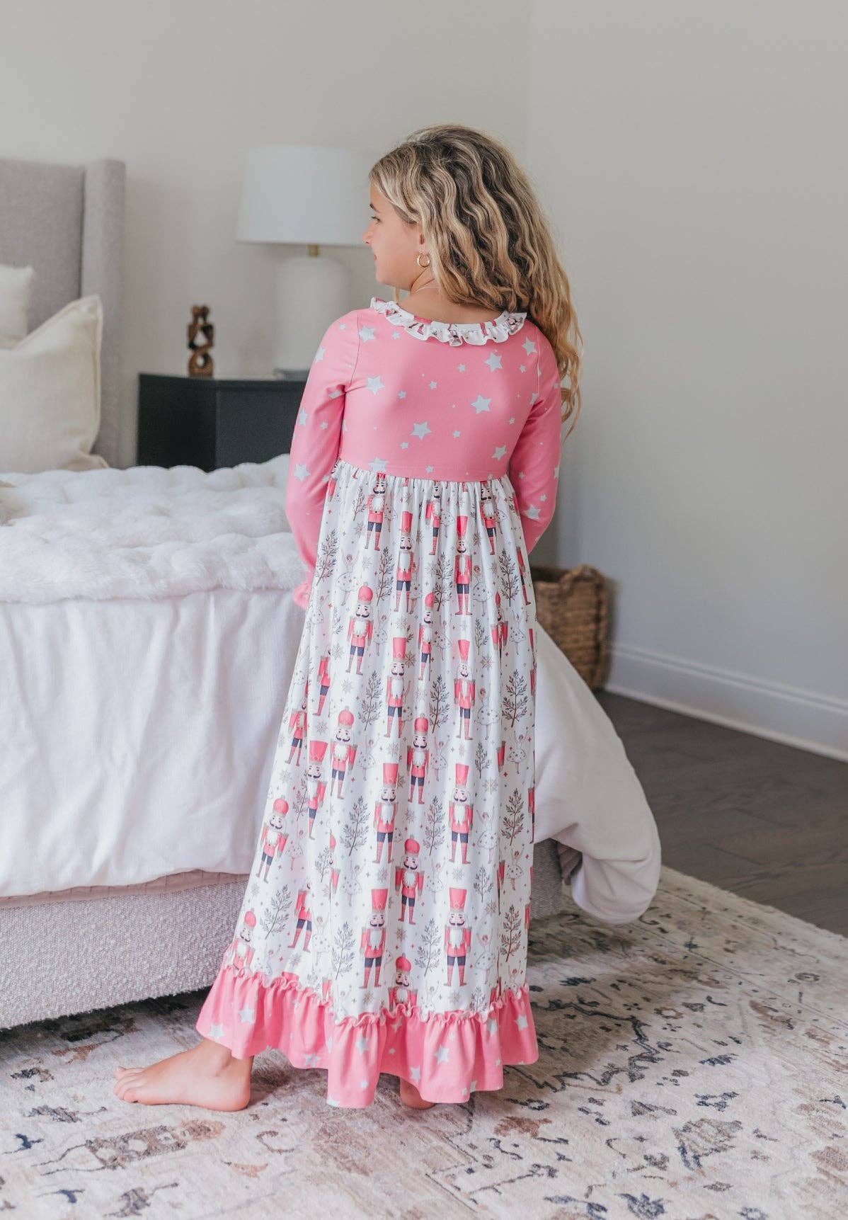 Oopsie Daisy - Girls Pink Star Nutcracker Christmas Holiday Lounge Gown