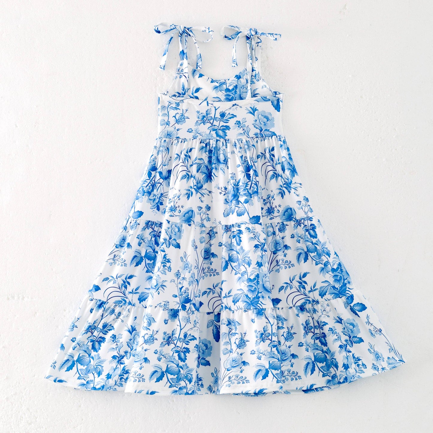 Girls Summer Blue Floral Milk Silk Soft Dress