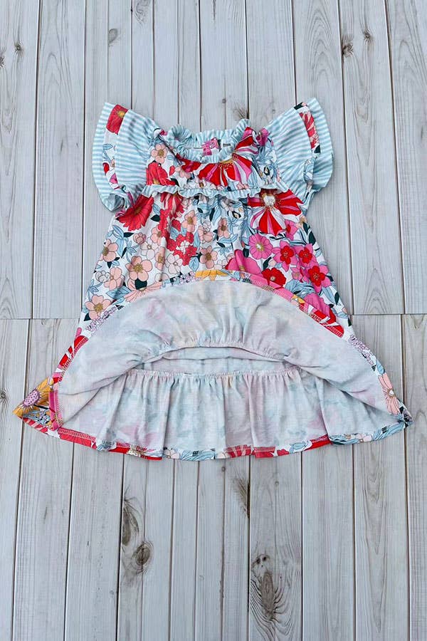 luluclothes - Mom and me floral printed smocking girls dress DLH2882