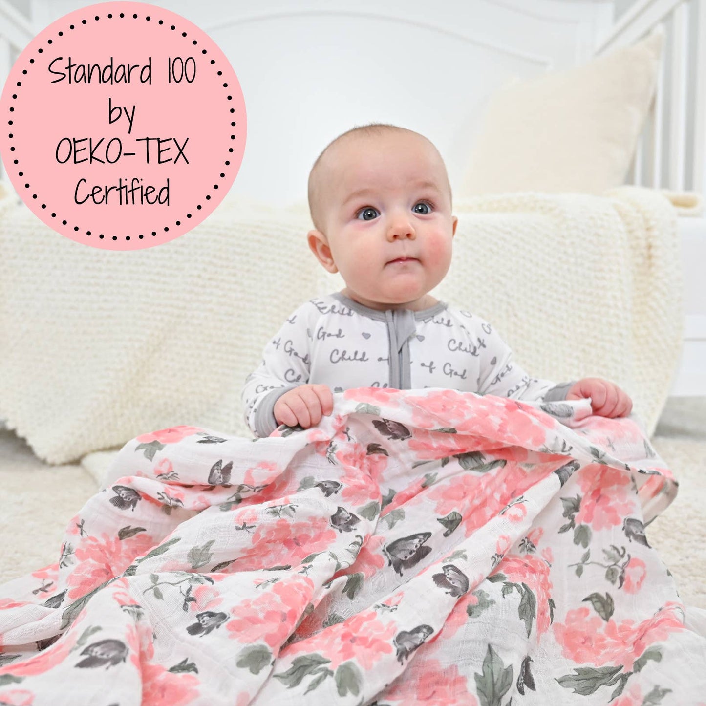 LollyBanks - Pretty in Peony Baby Swaddle Blanket
