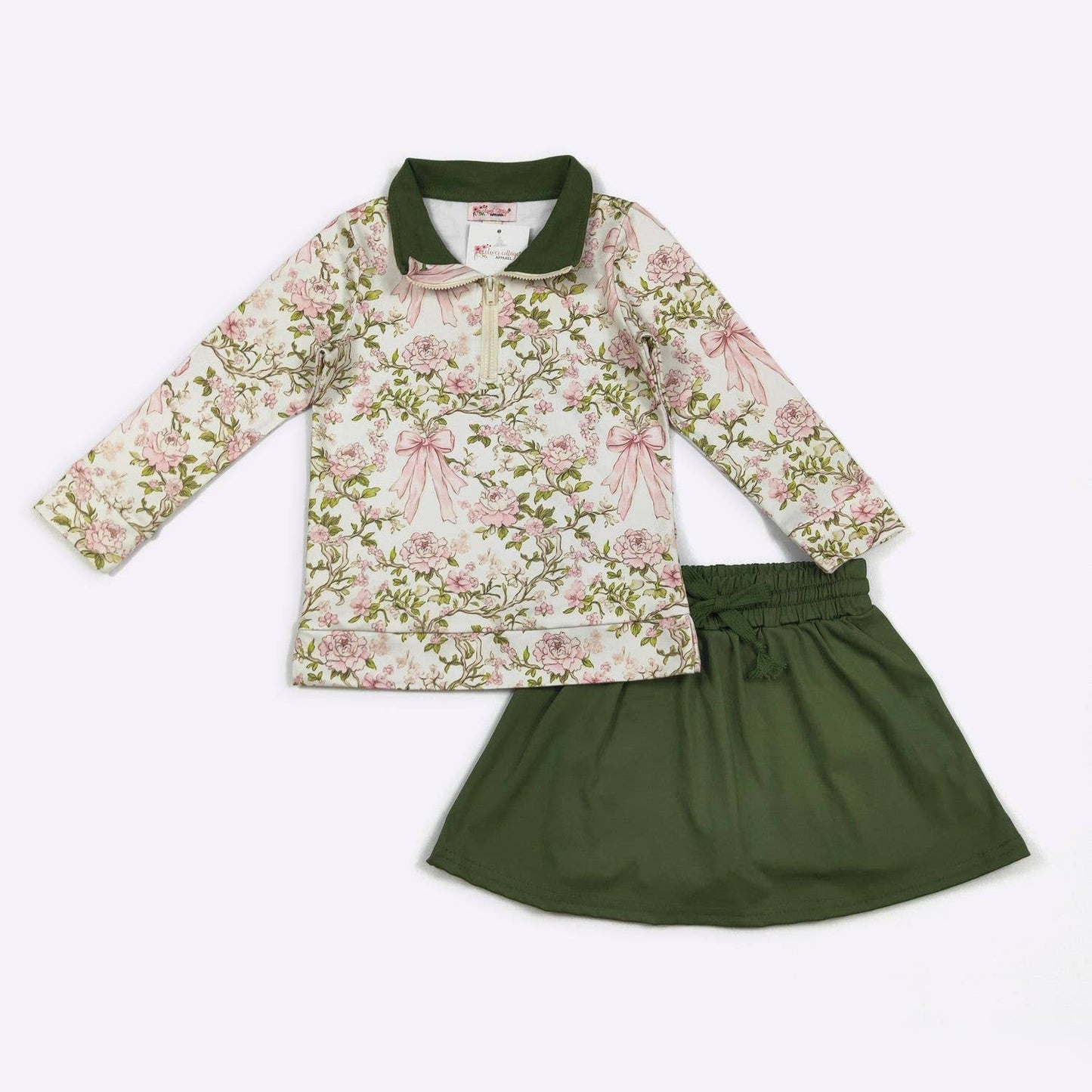 Clover Cottage - Rose Vine Bow Girls Skort Set