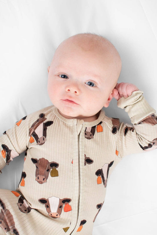 Cattle Buddy Baby Ribbed Cotton Zippy