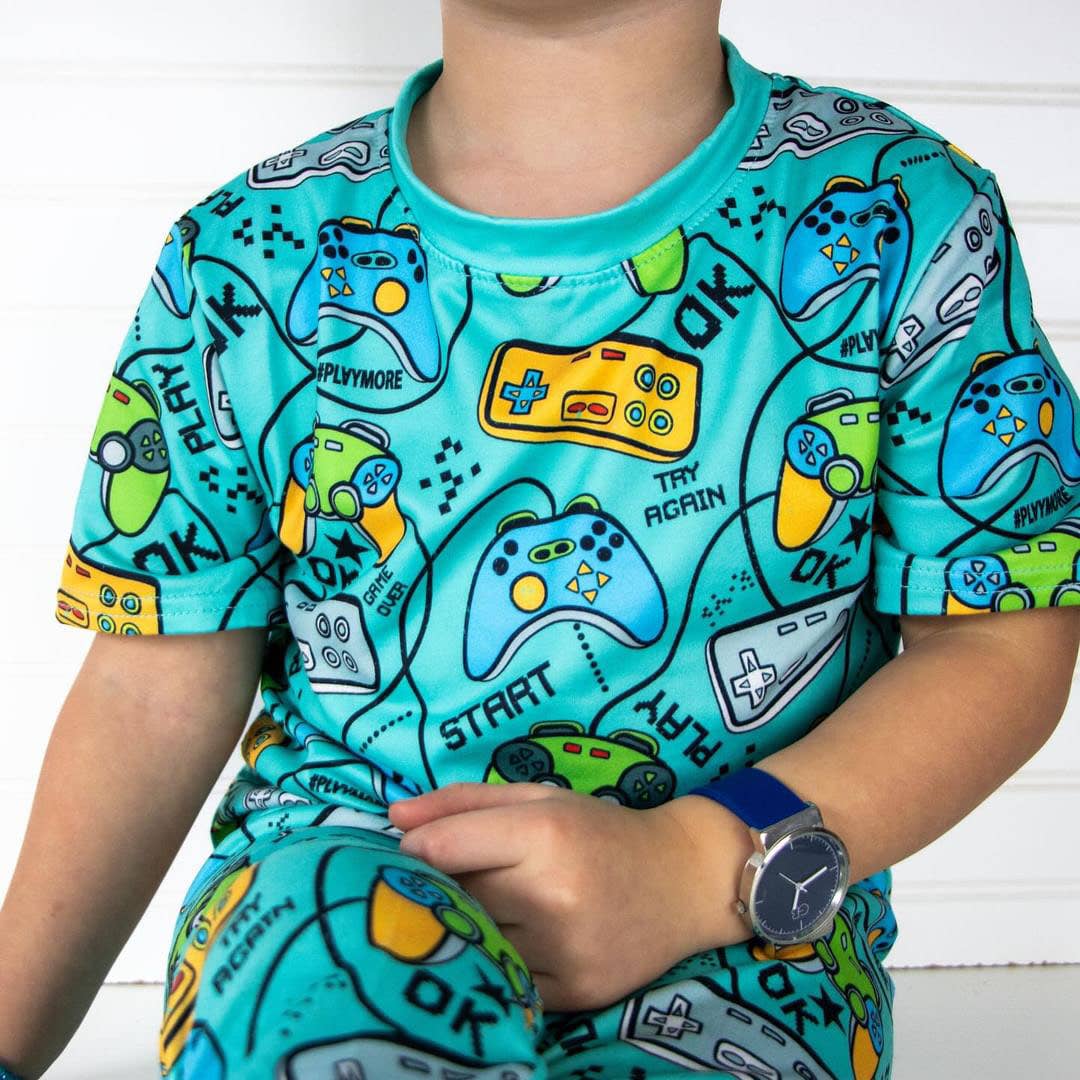 Boys 2-Piece Pajamas - Turquoise Video Games