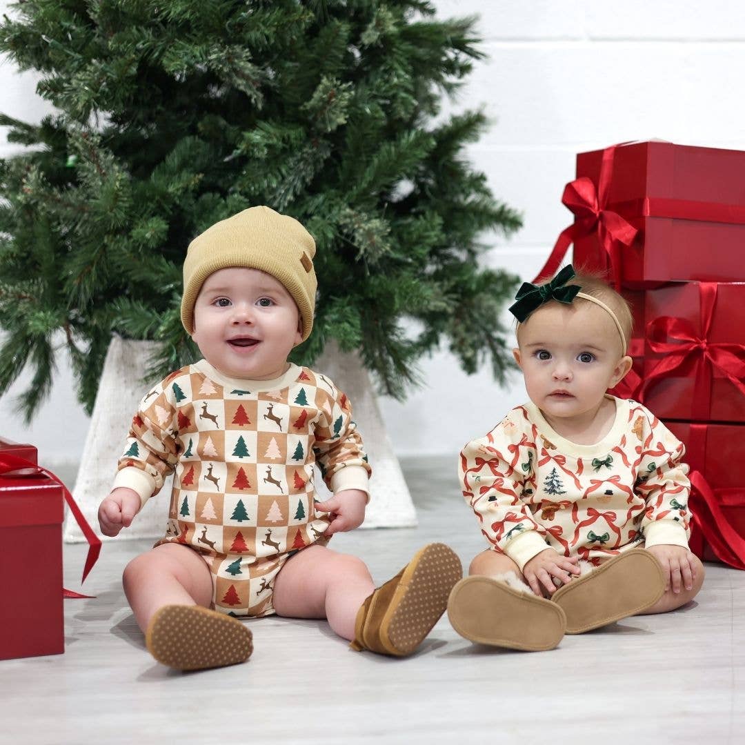 Sweet Wink - Christmas Cutie Long Sleeve Romper - Natural - Baby Clothing