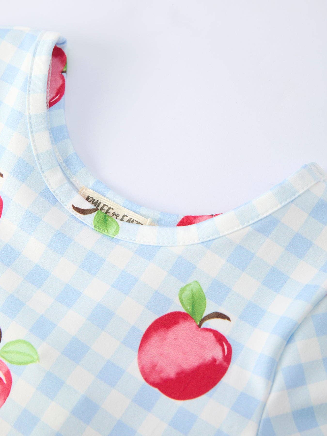 Rylee Faith Designs - Back to School Apple Plaid Girls Dress Short Sleeve