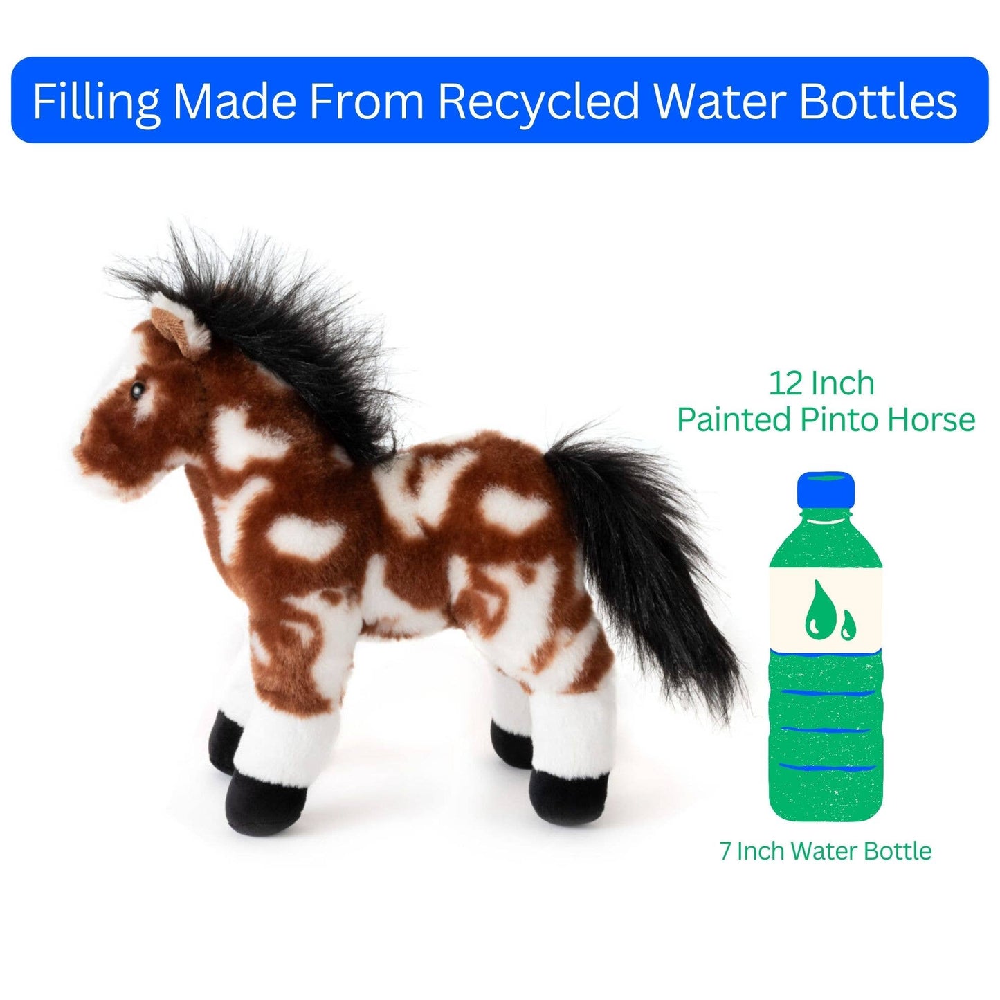 The Petting Zoo - 12" (30cm) Standing Horse Painted / Pinto Farm/Barnyard Animal