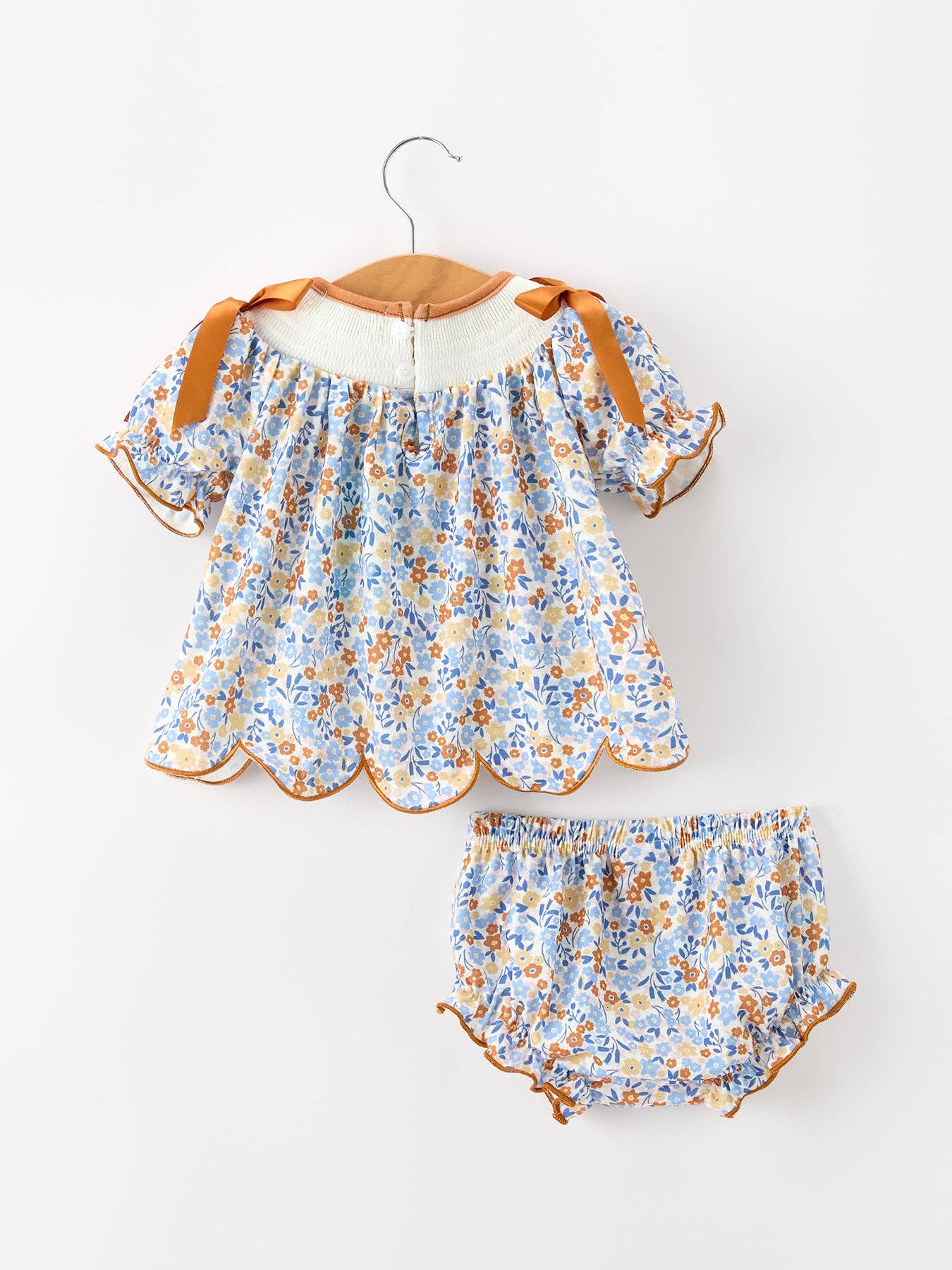 Rylee Faith Designs - Fall Floral Smocked Girls Bloomer Set