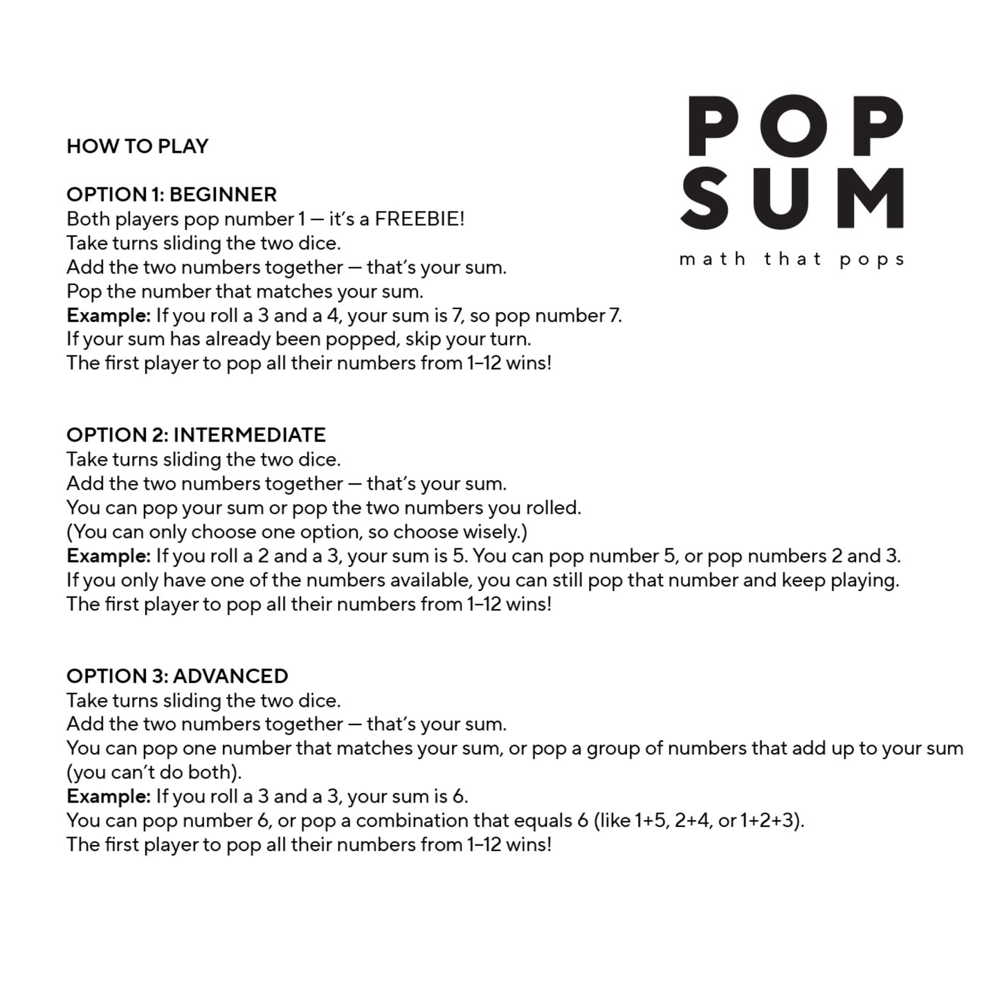 Ryan & Rose - POP SUM Game