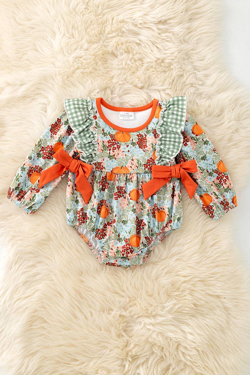 Kids Charm Online - Cute autumn flora printed bubble romper. RPG62712 AMY