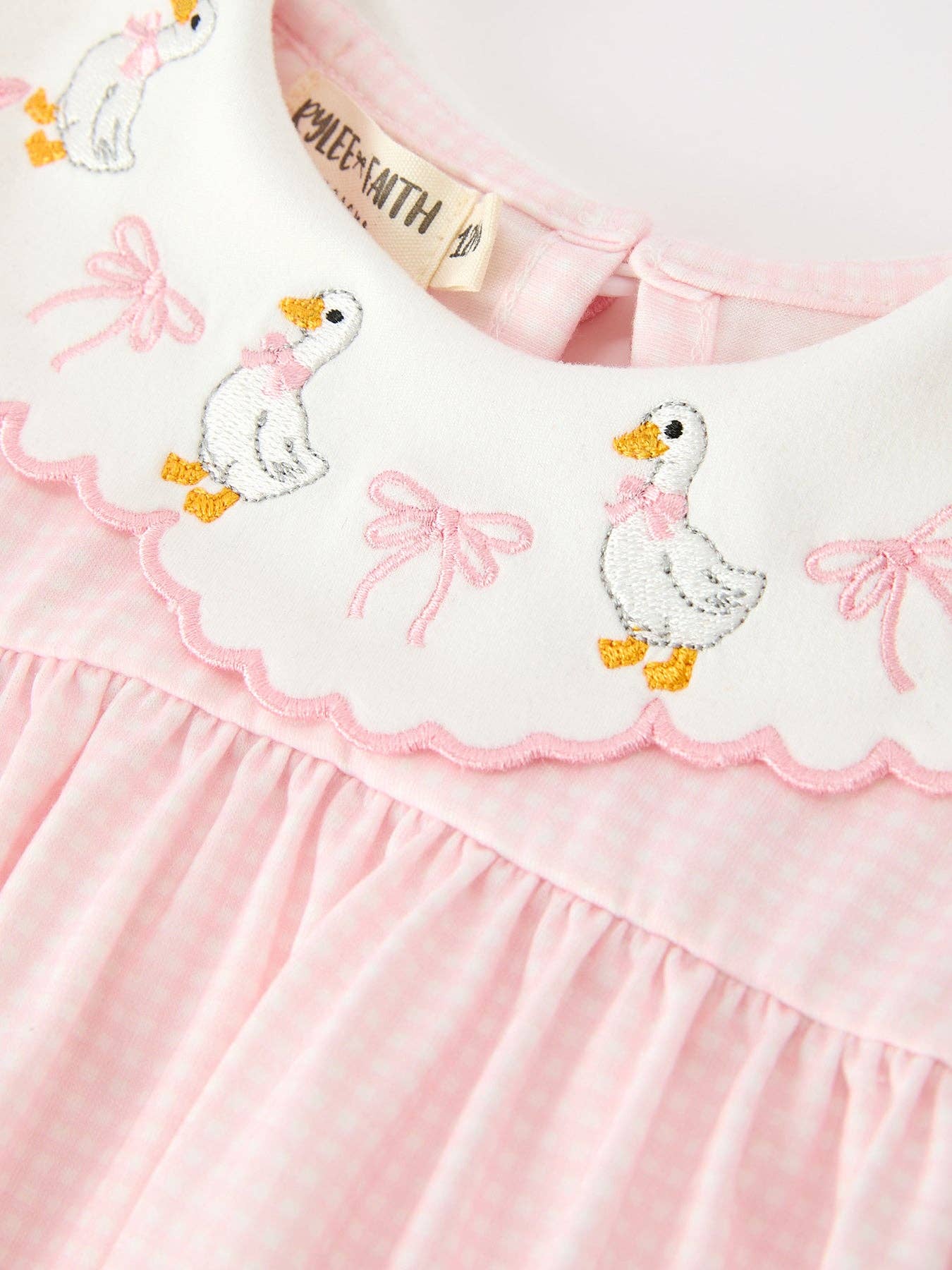 Pink Duck Embroidered Baby Girl Romper