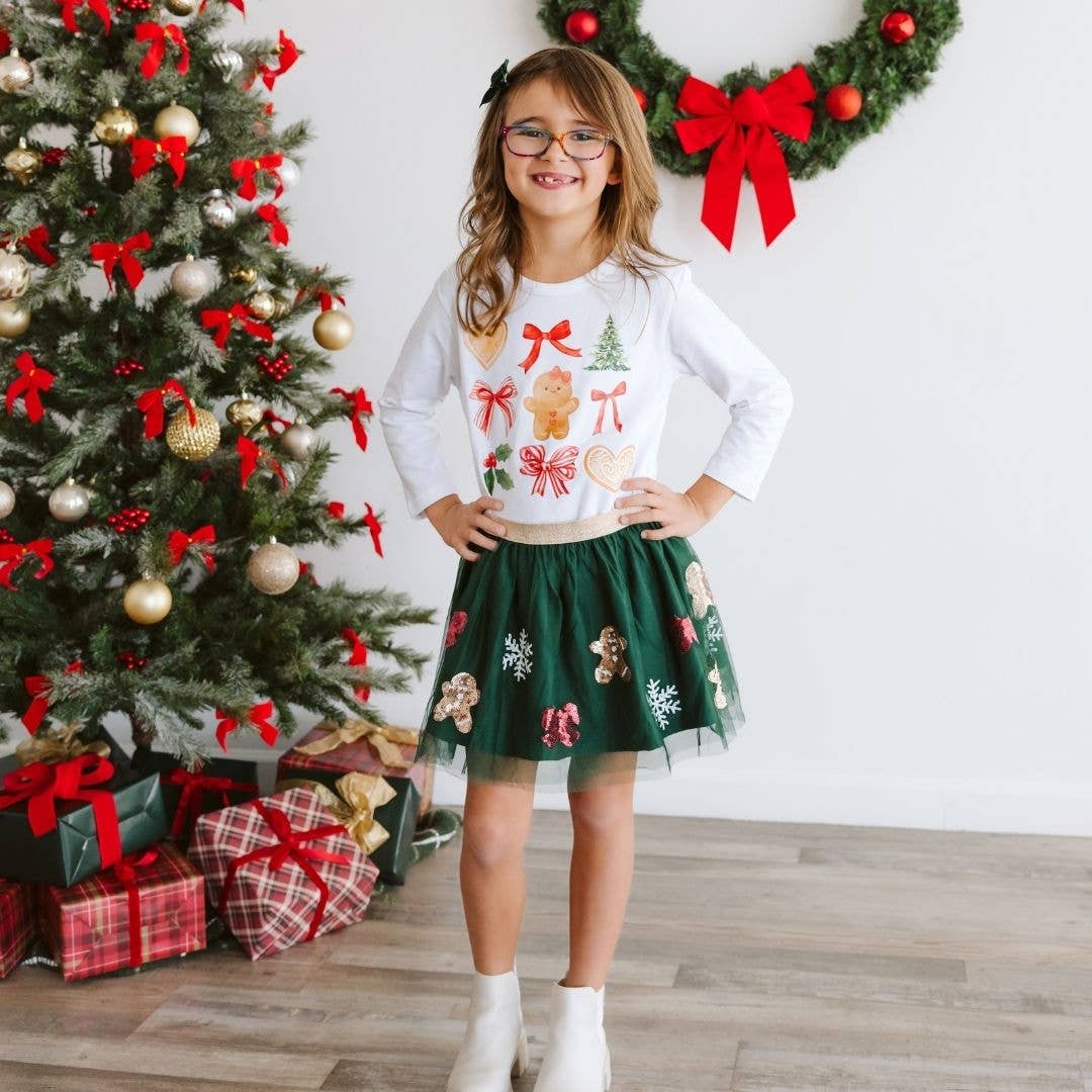 Sweet Wink - Gingerbread Joy Sequin Christmas Tutu - Kids Clothing