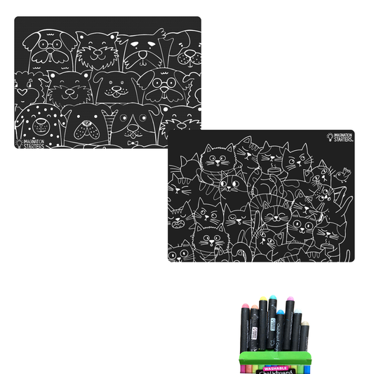 Reusable Coloring Cat/Dog Travel Mat Set