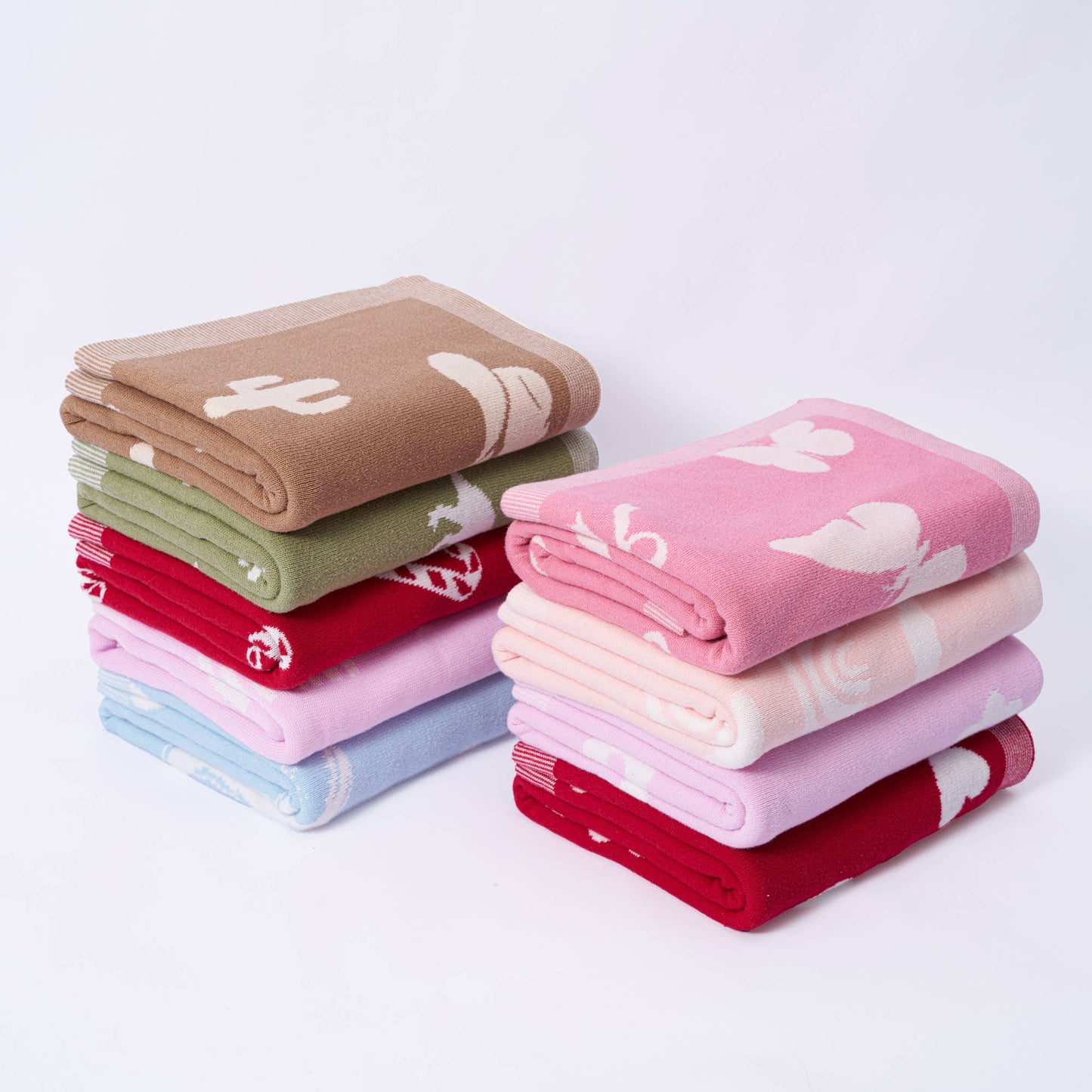 SWaddle AN - 100% Cotton Western Baby Blanket, Knitwear 2 Sides Cactus