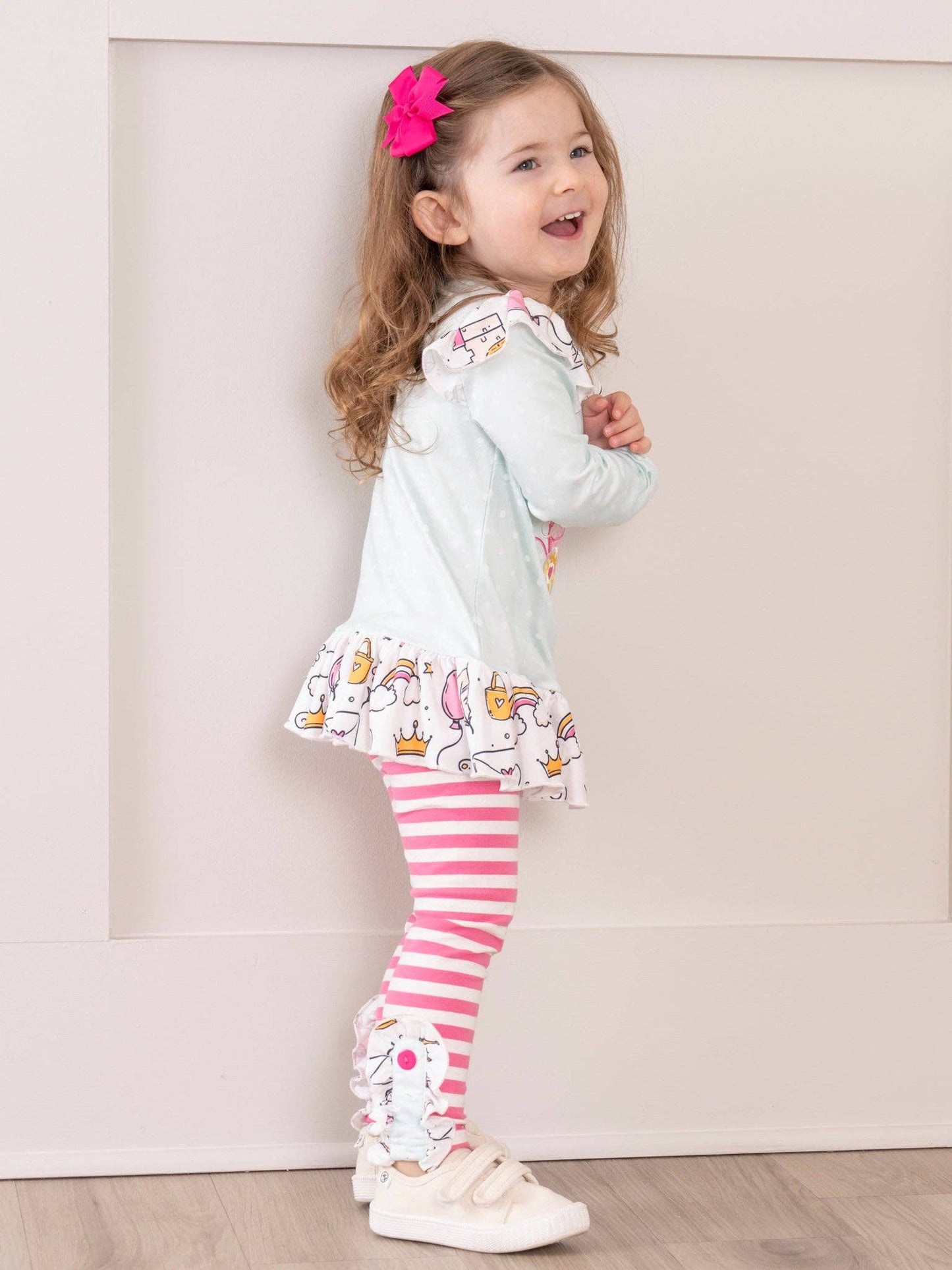 Pink & Light Blue Princess Carriage Ruffle Outfit