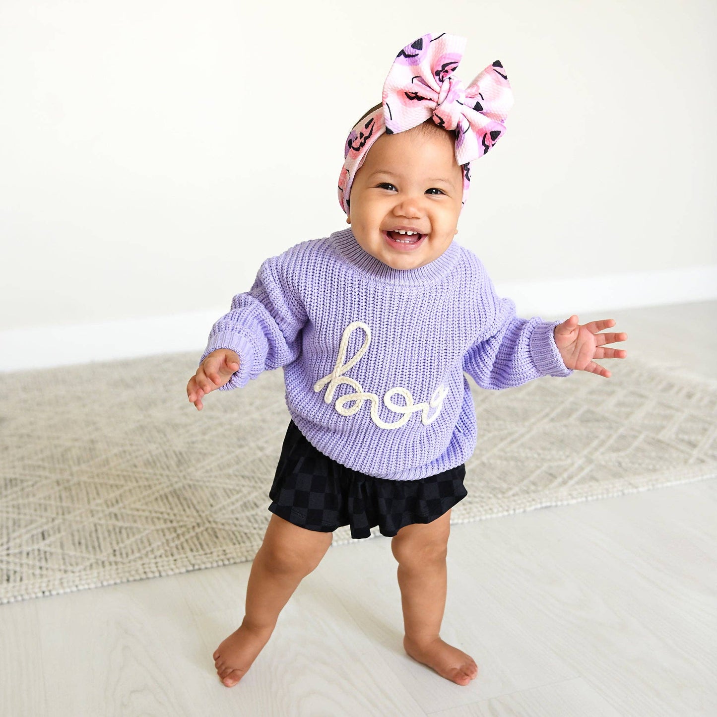 Boo Purple SWEATER Solid Knit Halloween