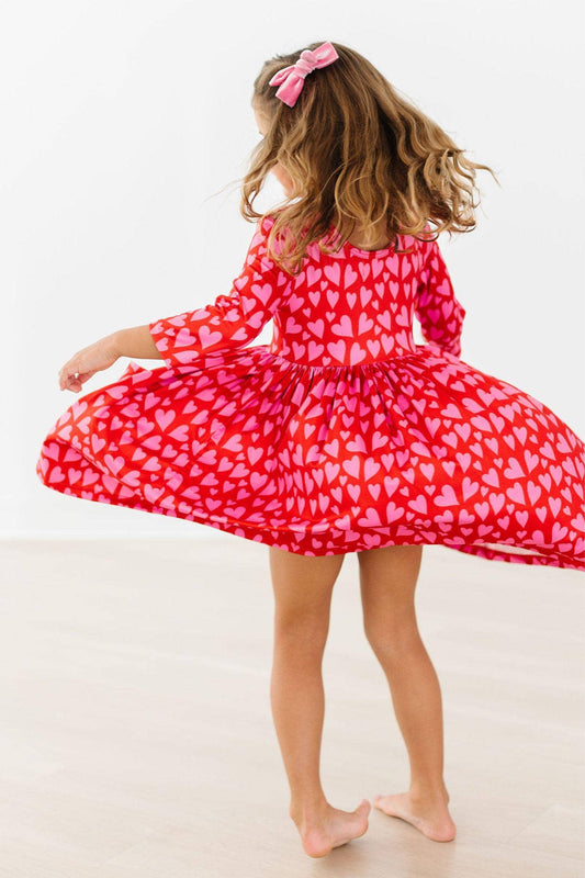 Mila & Rose - Hearts & Hugs 3/4 Sleeve Pocket Twirl Dress