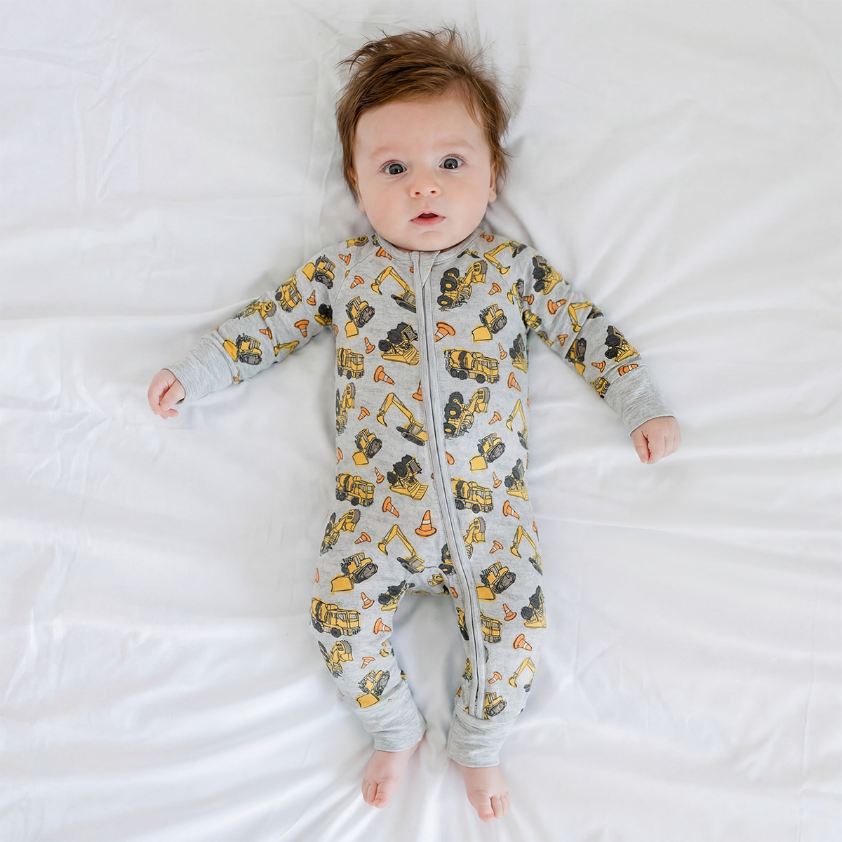 FancyPrince - Excavator Pattern Bamboo Viscose Zippy Romper