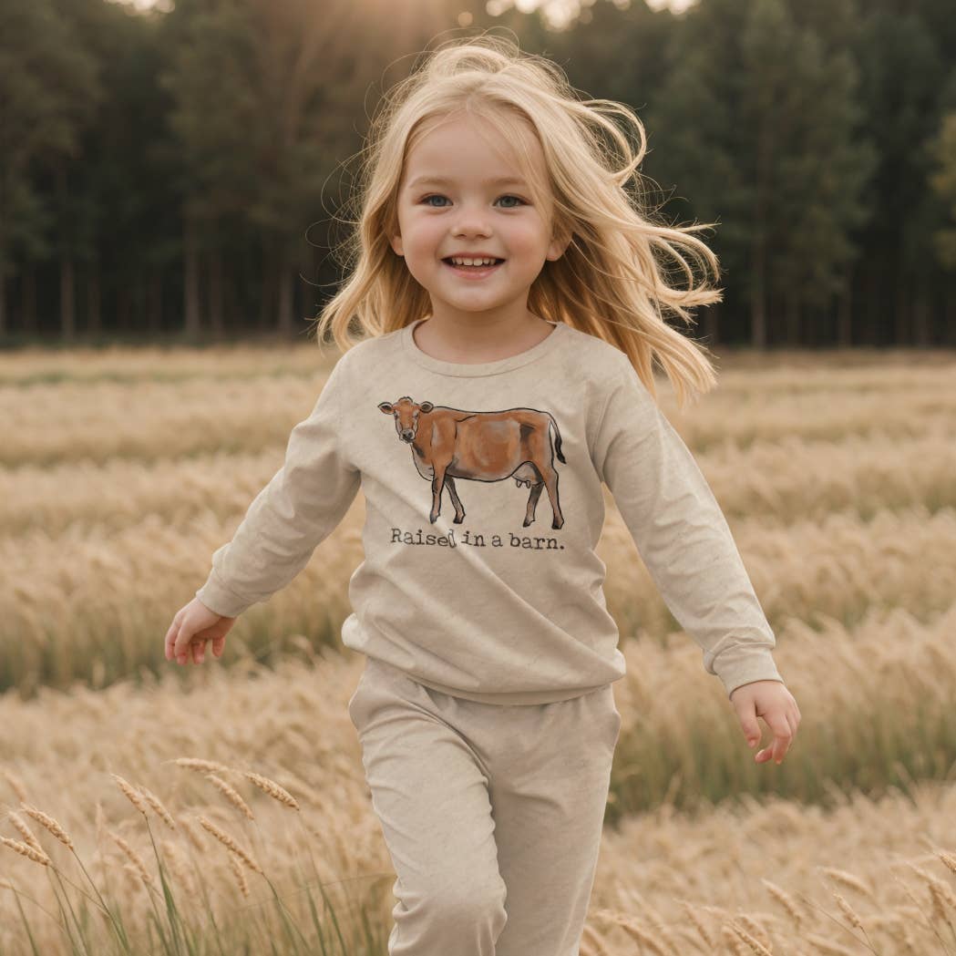Barefoot Baby - Raised in a barn Cow Country Western boy Farm Kid Clothing