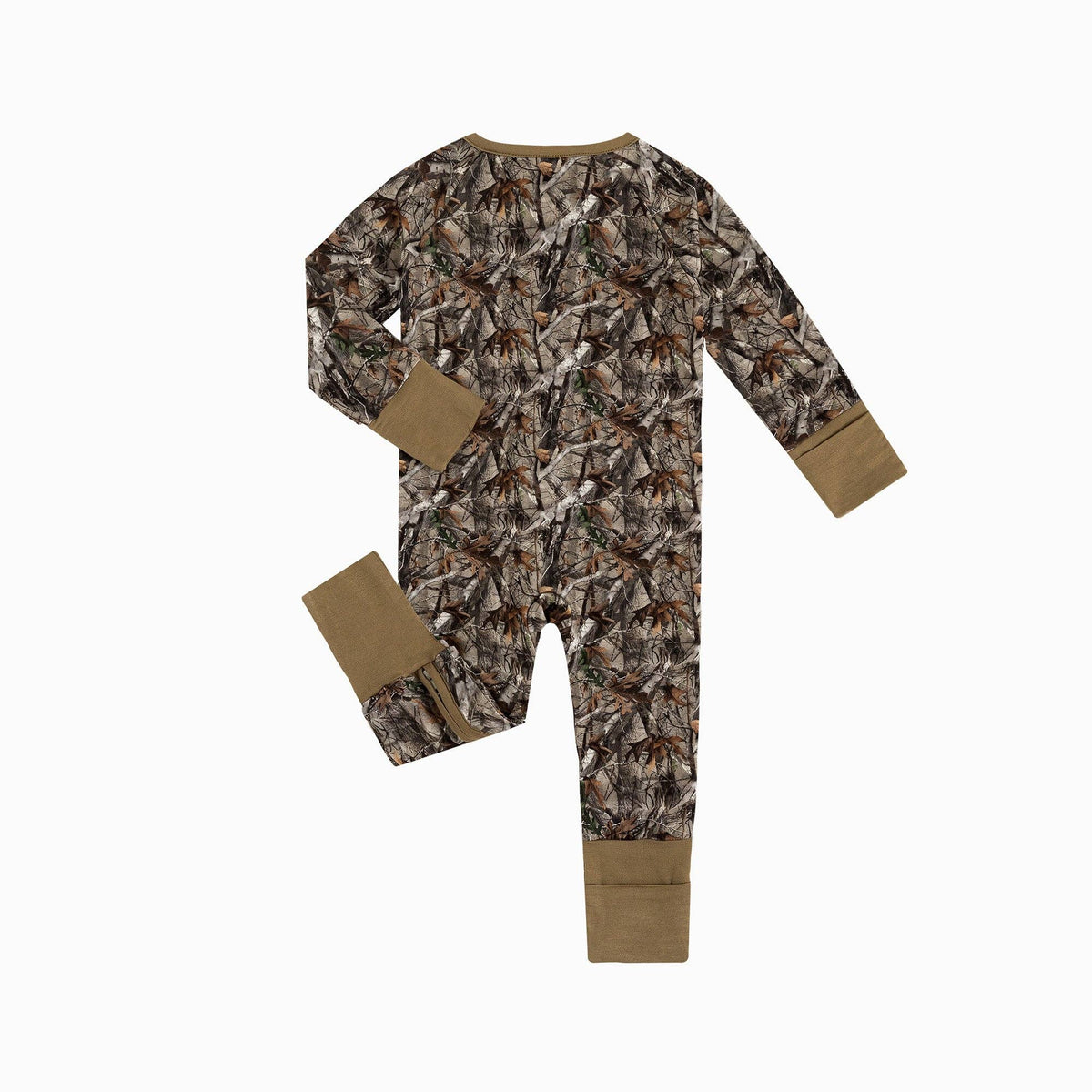 FancyPrince - Retro Leaves Bamboo Zipper Romper Pajamas