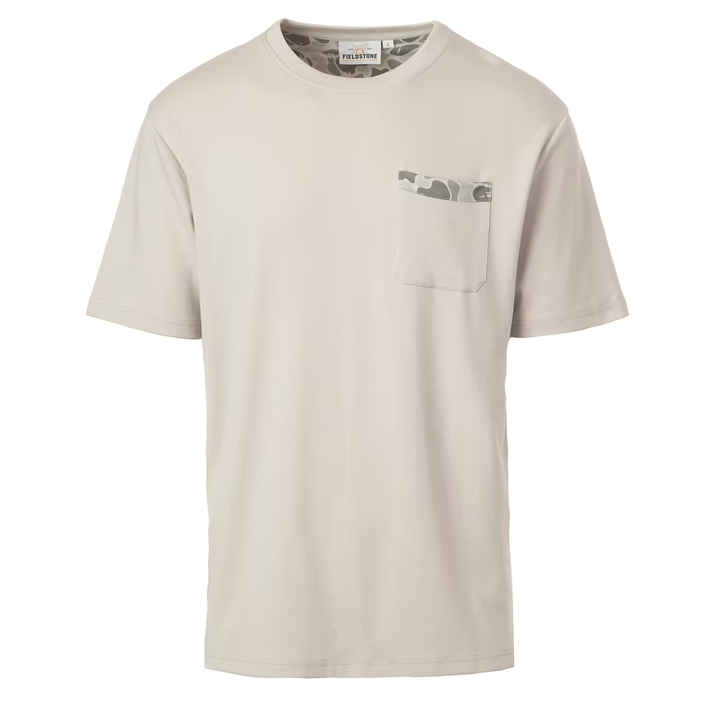 Solid Tee with Marsh Camo Pocket