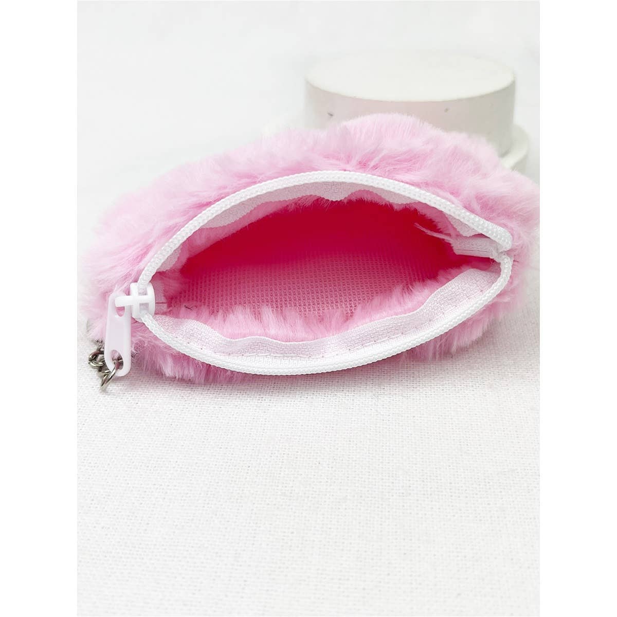 Faux Fur with Bow Detail Coin Purse with Key Ring