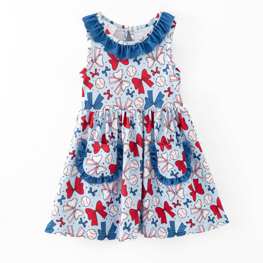 All-Star Baseball Bows Dress with Pockets