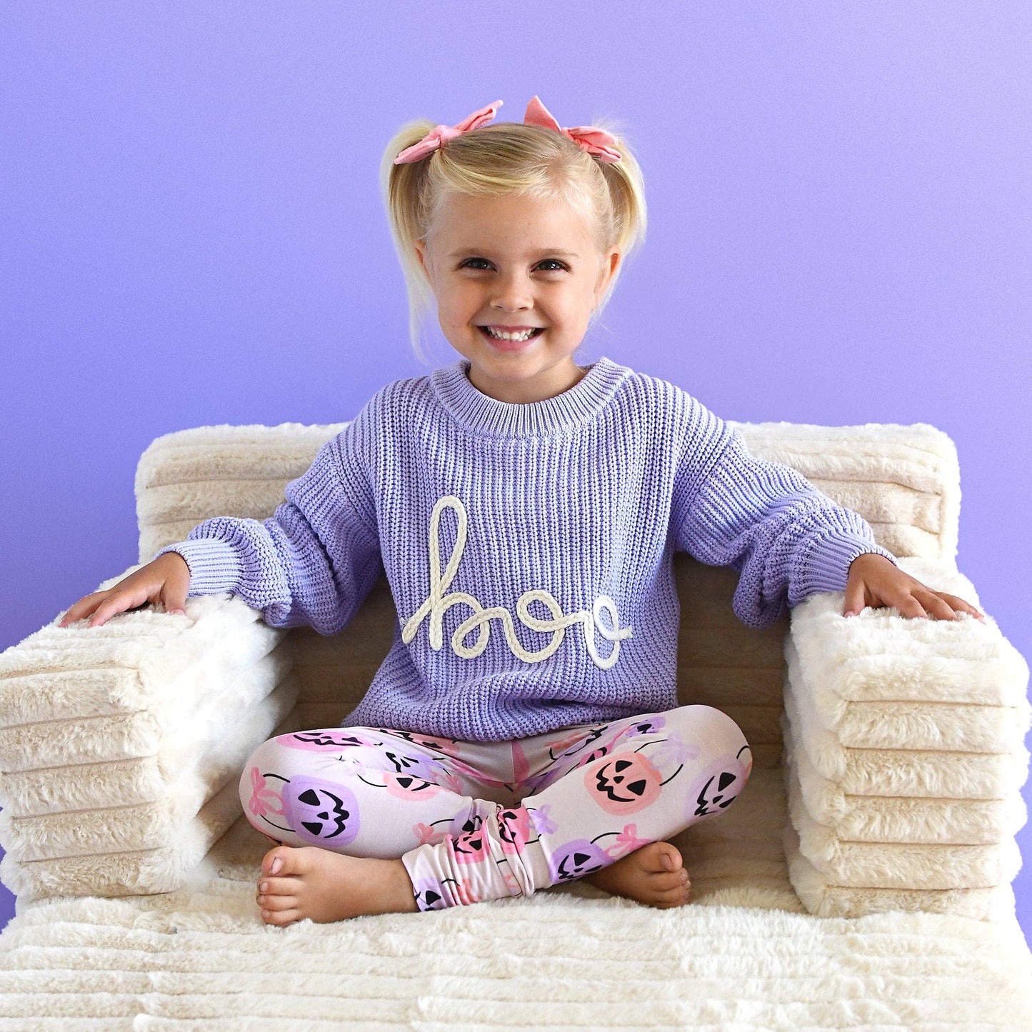 Boo Purple SWEATER Solid Knit Halloween