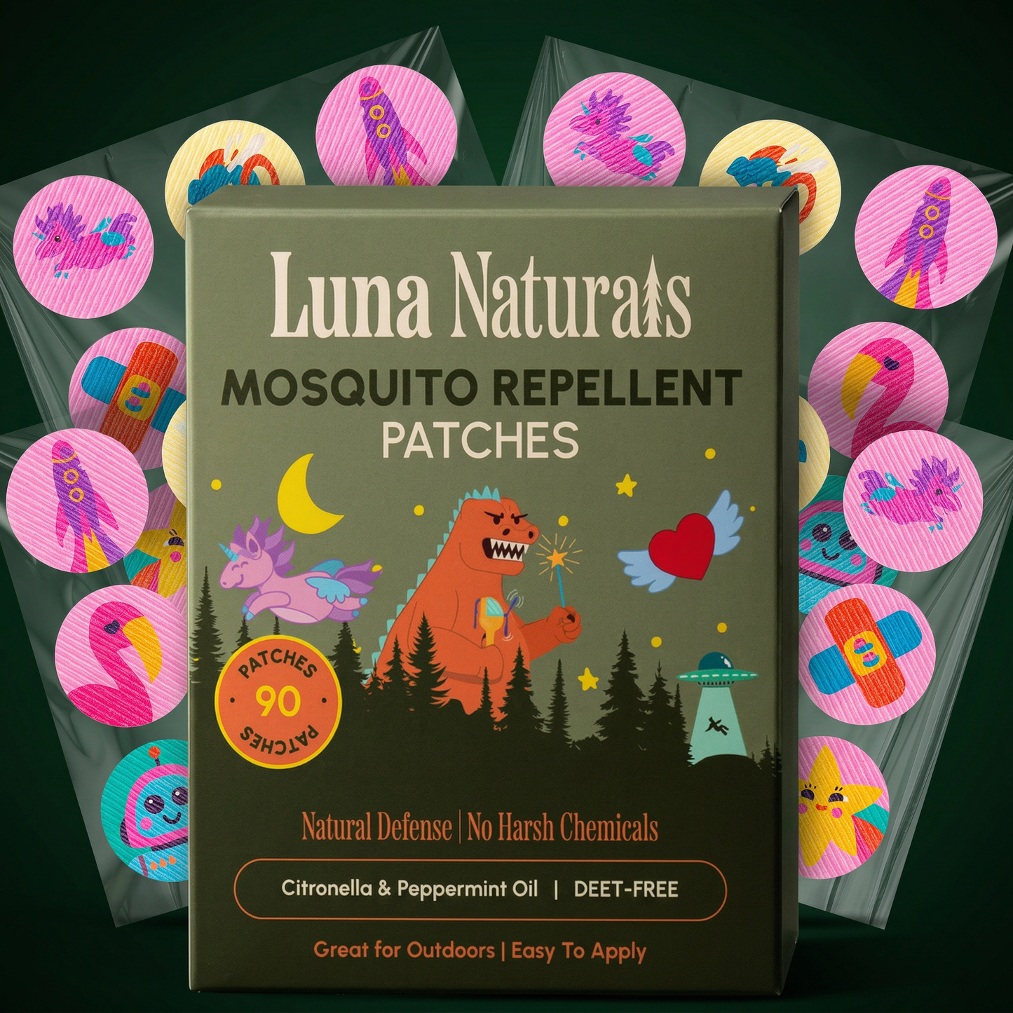 Luna Naturals - Kids Mosquito Repellent Patches | 12 PK | Fresh & Herbal