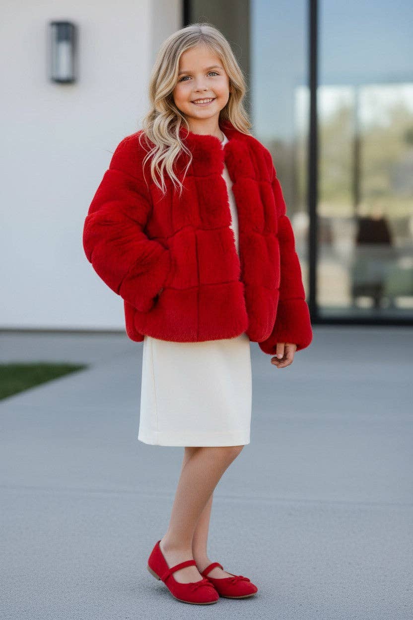 Red faux fur cozy jacket