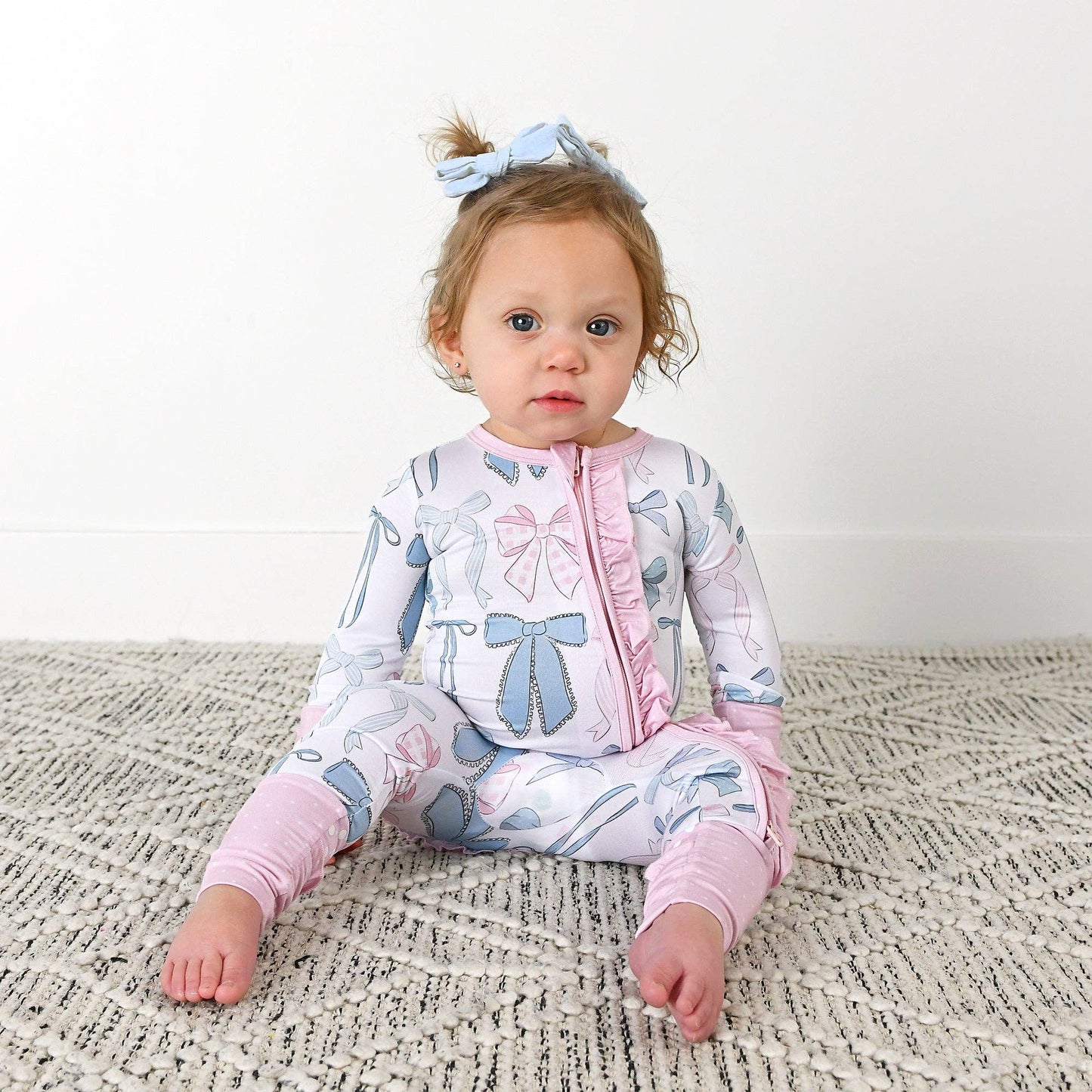 Samantha Bows RUFFLE ZIP Bamboo Sleeplies Little Outfit