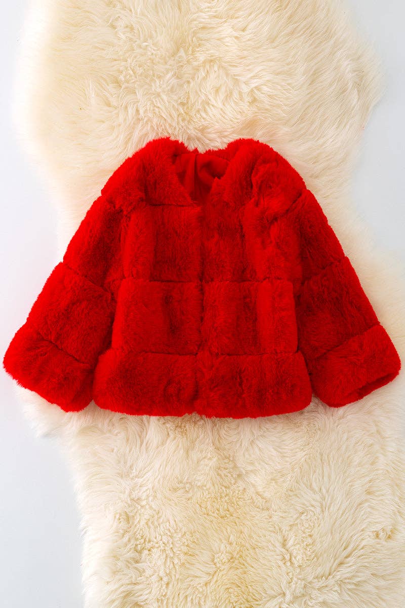 Red faux fur cozy jacket