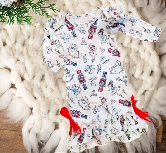 Christmas Ruffled Romper Jumpsuits - Nutcracker