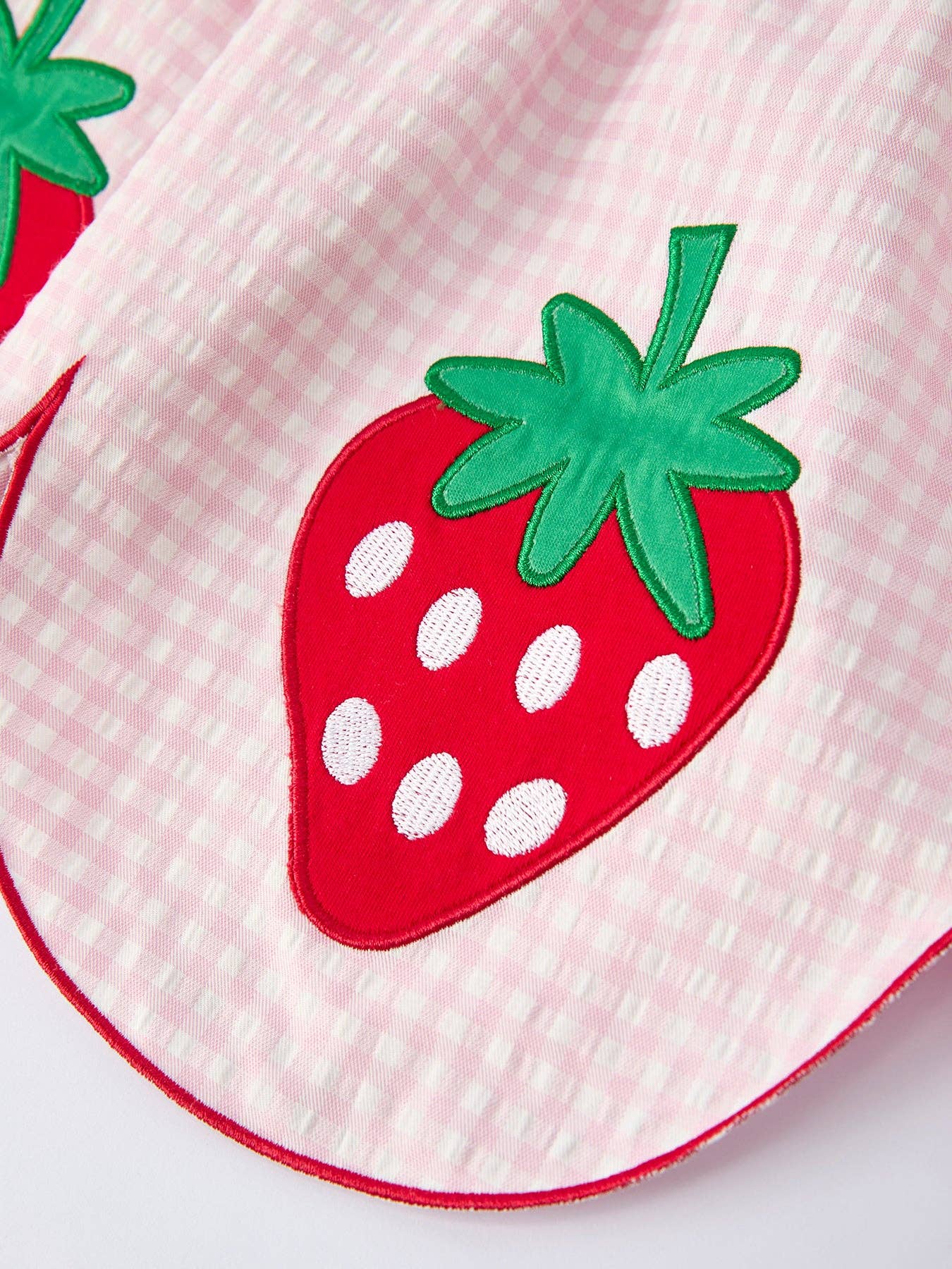 - Girls' Plaid Smocked Strawberry Applique Dress