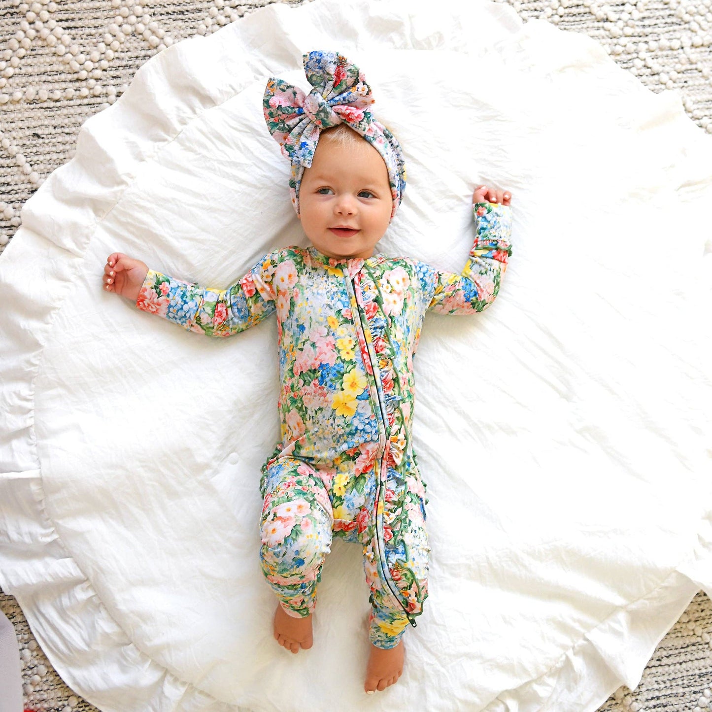 Joanna RUFFLE ZIP Bamboo One Piece Floral Baby Clothing
