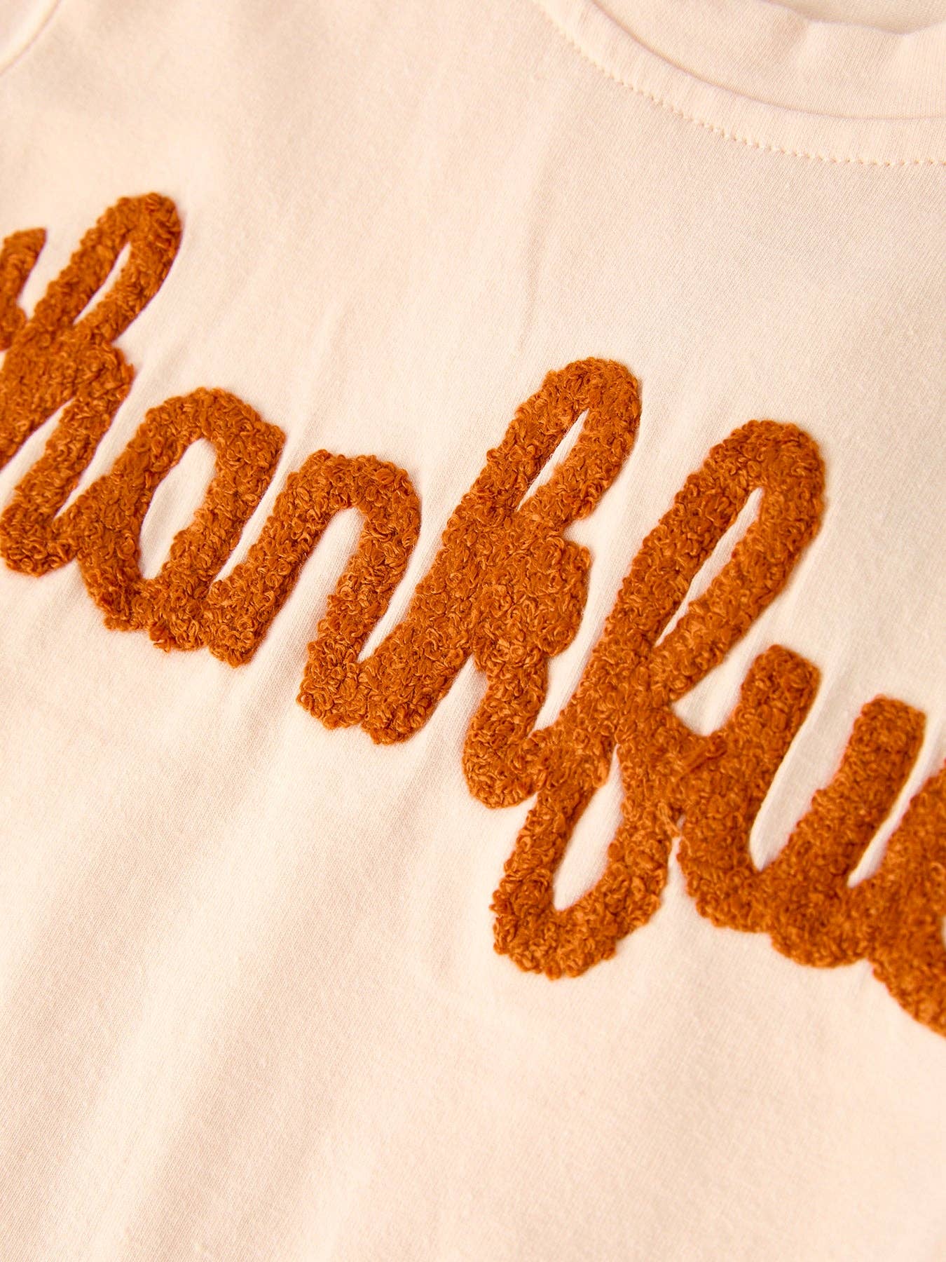 Fall Thanksgiving "thanksful" Chenille Patches Stripe Girls Long Sleeve Seth