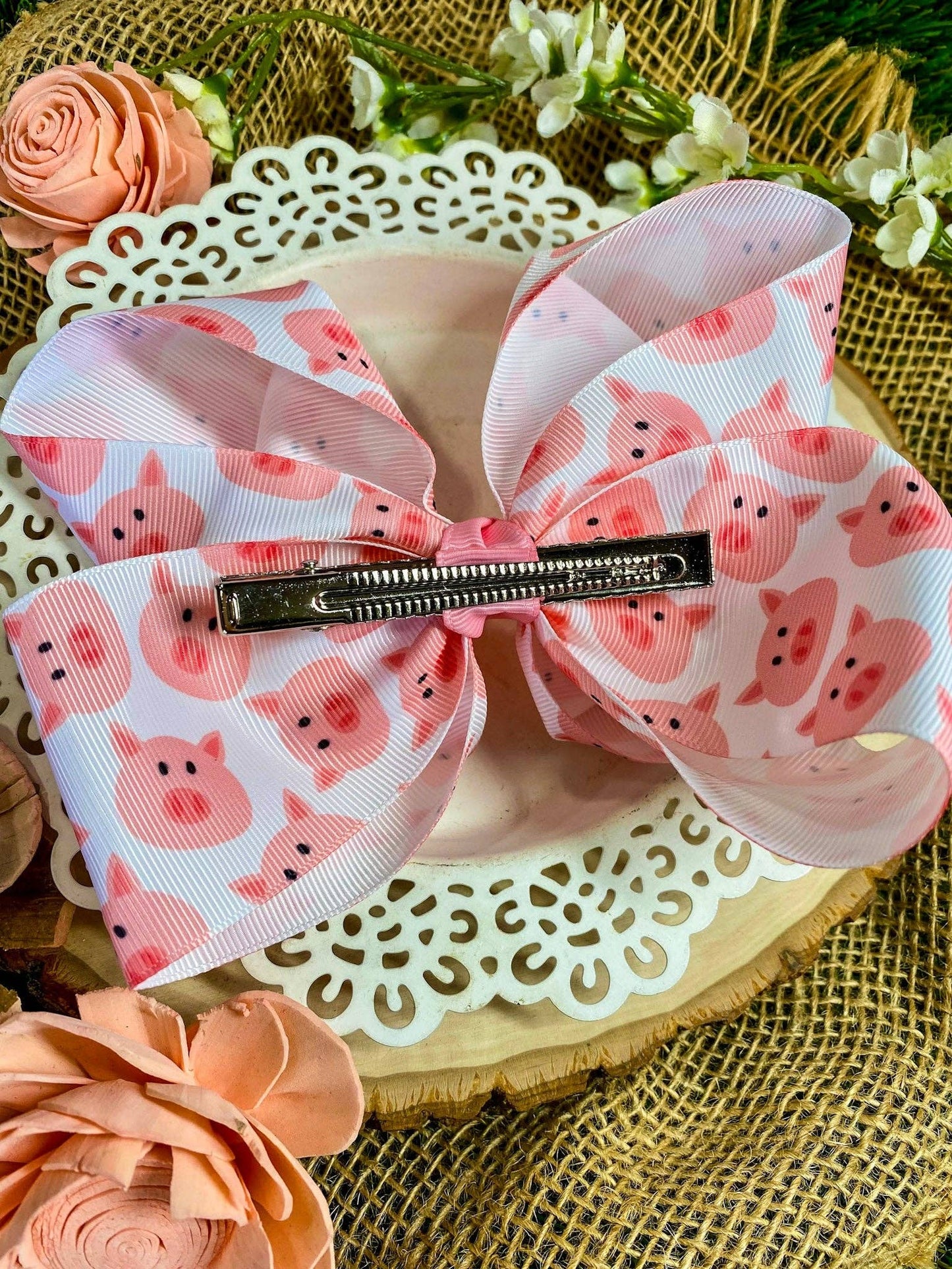 Pig Print Hair Bow