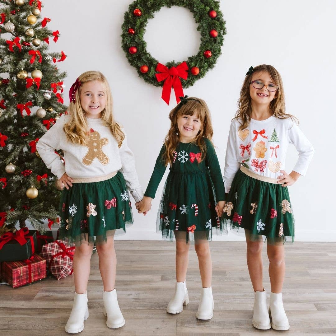 Sweet Wink - Gingerbread Joy Sequin Christmas Tutu - Kids Clothing