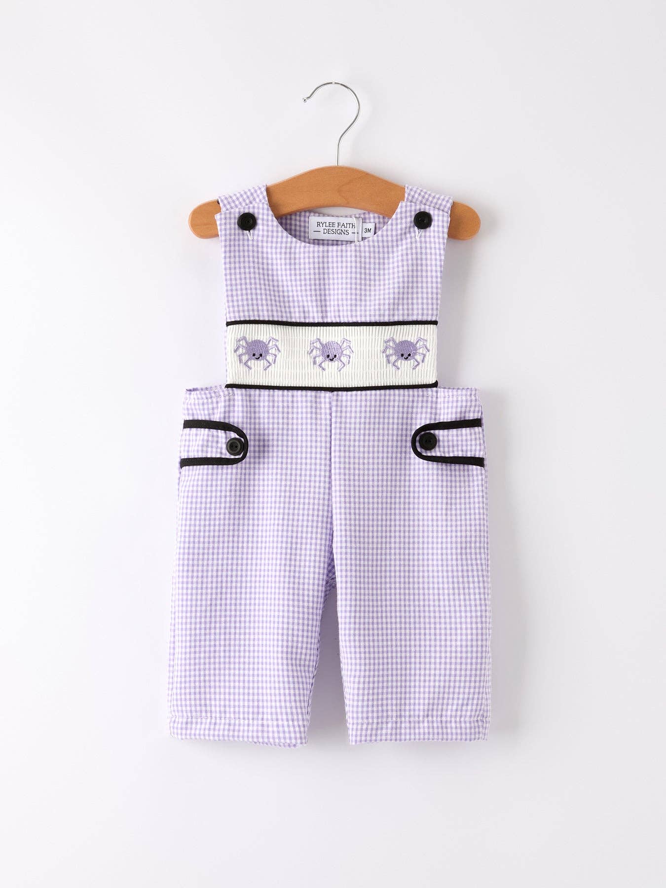 Rylee Faith Designs - Autumn Spider Smock Embroidery Boy Romper