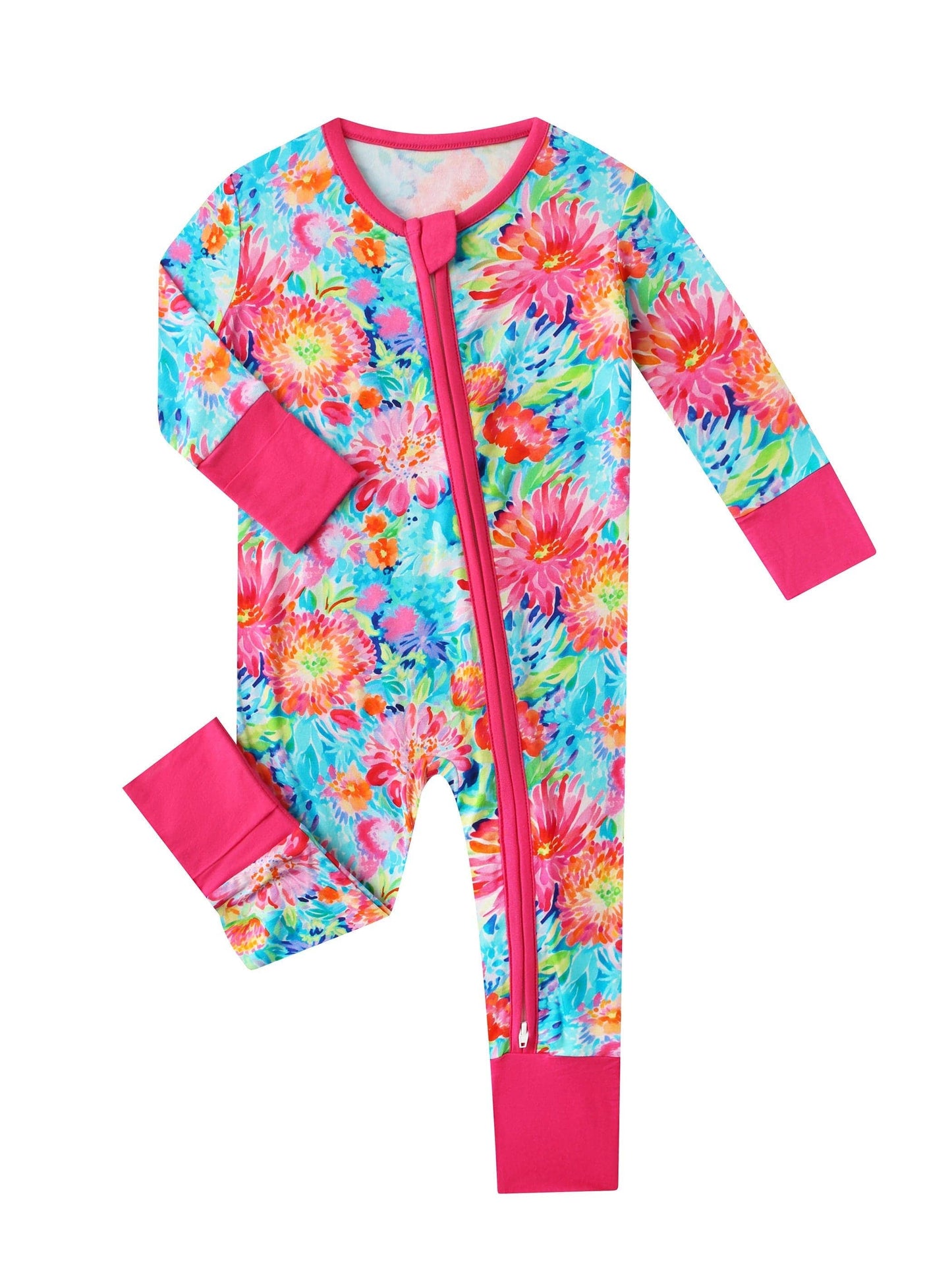 Charlie's Project Kids - Posh TOT Coral Garden Bamboo Baby Convertible Zippy Romper